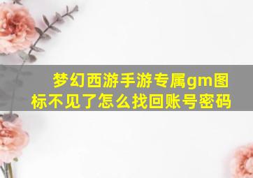 梦幻西游手游专属gm图标不见了怎么找回账号密码