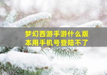 梦幻西游手游什么版本用手机号登陆不了