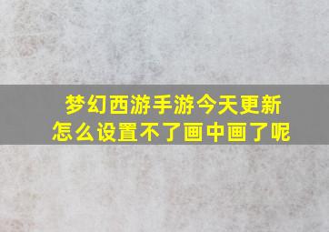 梦幻西游手游今天更新怎么设置不了画中画了呢