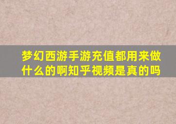 梦幻西游手游充值都用来做什么的啊知乎视频是真的吗