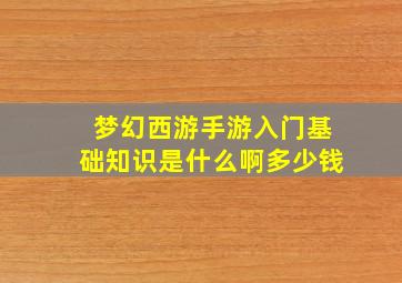 梦幻西游手游入门基础知识是什么啊多少钱