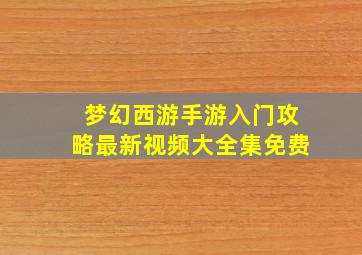 梦幻西游手游入门攻略最新视频大全集免费