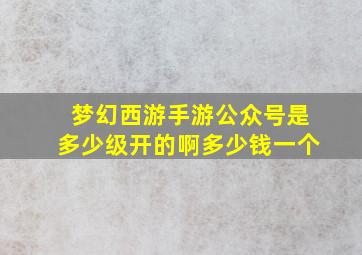 梦幻西游手游公众号是多少级开的啊多少钱一个