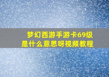 梦幻西游手游卡69级是什么意思呀视频教程