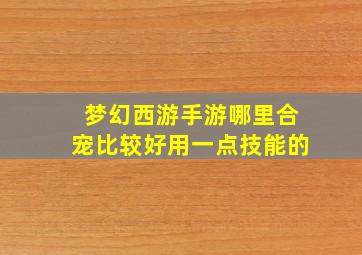 梦幻西游手游哪里合宠比较好用一点技能的