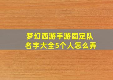 梦幻西游手游固定队名字大全5个人怎么弄