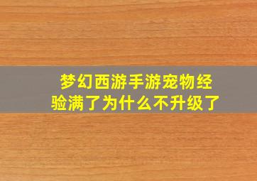 梦幻西游手游宠物经验满了为什么不升级了