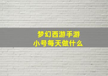 梦幻西游手游小号每天做什么