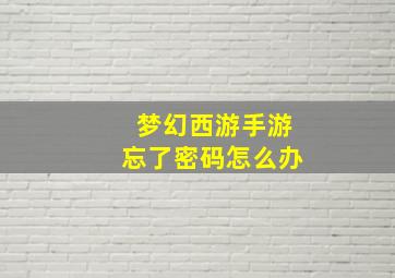 梦幻西游手游忘了密码怎么办