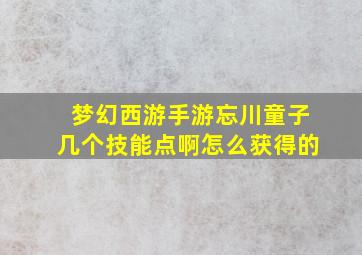 梦幻西游手游忘川童子几个技能点啊怎么获得的