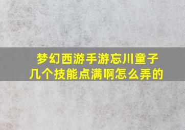 梦幻西游手游忘川童子几个技能点满啊怎么弄的