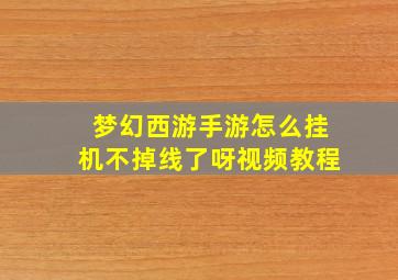 梦幻西游手游怎么挂机不掉线了呀视频教程