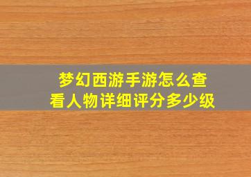 梦幻西游手游怎么查看人物详细评分多少级