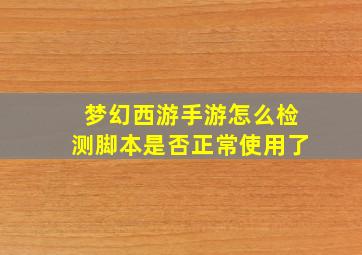 梦幻西游手游怎么检测脚本是否正常使用了