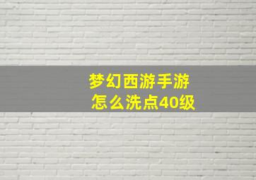 梦幻西游手游怎么洗点40级