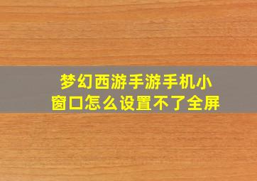 梦幻西游手游手机小窗口怎么设置不了全屏