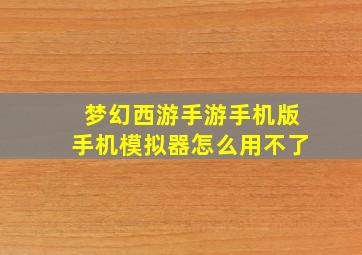 梦幻西游手游手机版手机模拟器怎么用不了