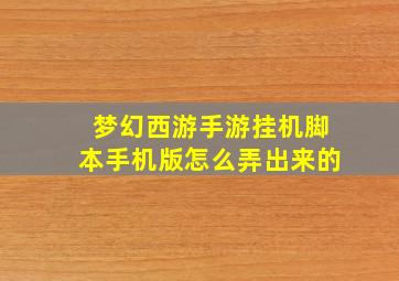 梦幻西游手游挂机脚本手机版怎么弄出来的