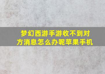 梦幻西游手游收不到对方消息怎么办呢苹果手机