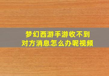 梦幻西游手游收不到对方消息怎么办呢视频