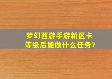 梦幻西游手游新区卡等级后能做什么任务?