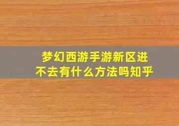 梦幻西游手游新区进不去有什么方法吗知乎