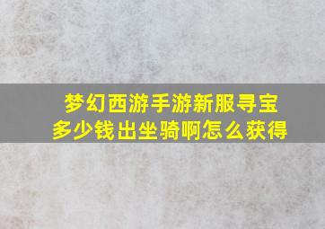 梦幻西游手游新服寻宝多少钱出坐骑啊怎么获得