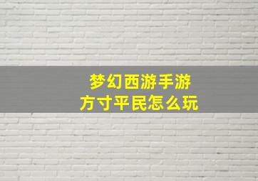 梦幻西游手游方寸平民怎么玩