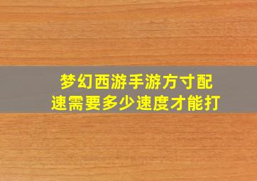 梦幻西游手游方寸配速需要多少速度才能打