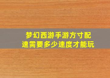 梦幻西游手游方寸配速需要多少速度才能玩