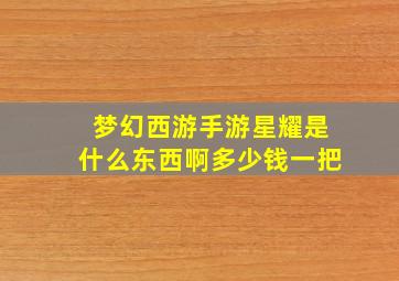 梦幻西游手游星耀是什么东西啊多少钱一把