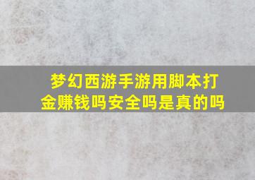 梦幻西游手游用脚本打金赚钱吗安全吗是真的吗