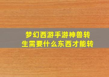 梦幻西游手游神兽转生需要什么东西才能转