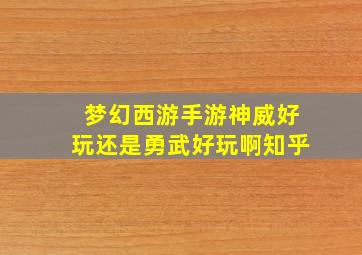 梦幻西游手游神威好玩还是勇武好玩啊知乎