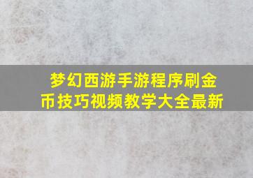 梦幻西游手游程序刷金币技巧视频教学大全最新