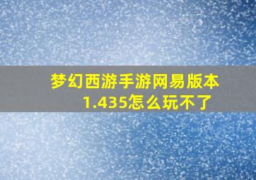 梦幻西游手游网易版本1.435怎么玩不了