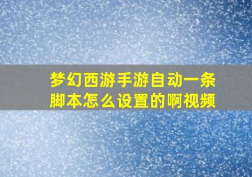 梦幻西游手游自动一条脚本怎么设置的啊视频