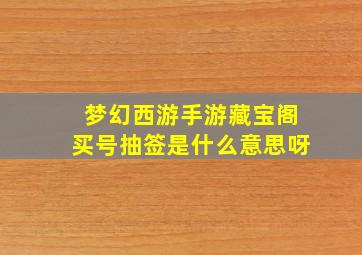 梦幻西游手游藏宝阁买号抽签是什么意思呀