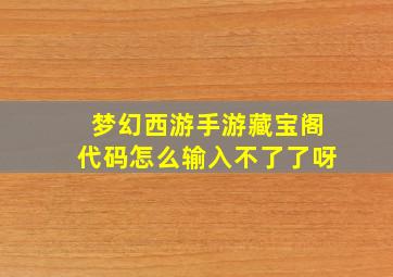 梦幻西游手游藏宝阁代码怎么输入不了了呀