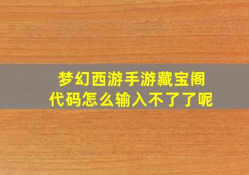 梦幻西游手游藏宝阁代码怎么输入不了了呢