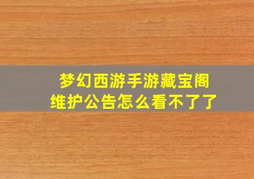 梦幻西游手游藏宝阁维护公告怎么看不了了