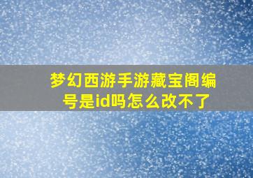 梦幻西游手游藏宝阁编号是id吗怎么改不了