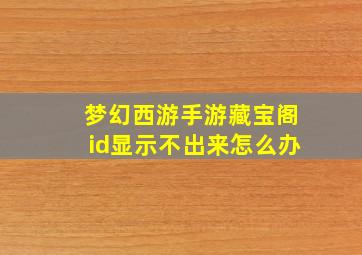 梦幻西游手游藏宝阁id显示不出来怎么办