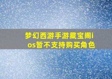 梦幻西游手游藏宝阁ios暂不支持购买角色