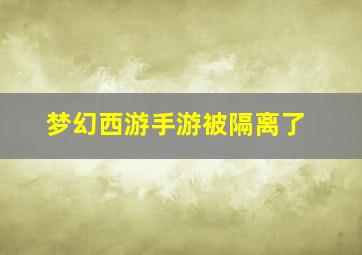 梦幻西游手游被隔离了