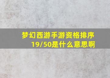 梦幻西游手游资格排序19/50是什么意思啊