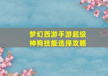 梦幻西游手游超级神狗技能选择攻略