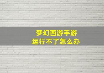 梦幻西游手游运行不了怎么办