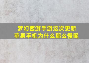 梦幻西游手游这次更新苹果手机为什么那么慢呢