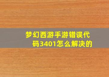 梦幻西游手游错误代码3401怎么解决的